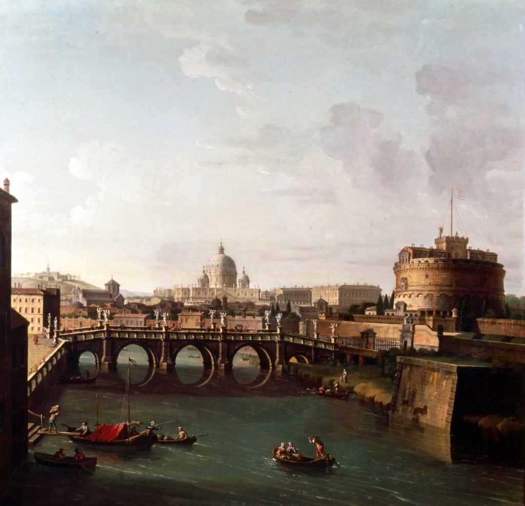 Veduta del Tevere con Castel Sant'Angelo e la Basilica di San Pietro
